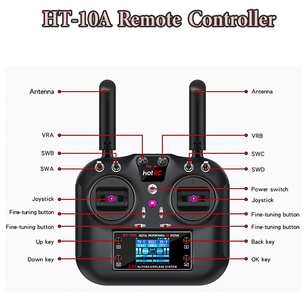 Hotrc HT-10A 2.4G 10CH Transmi - đánh giá và giá Drone Rc Transmitter And Receiver